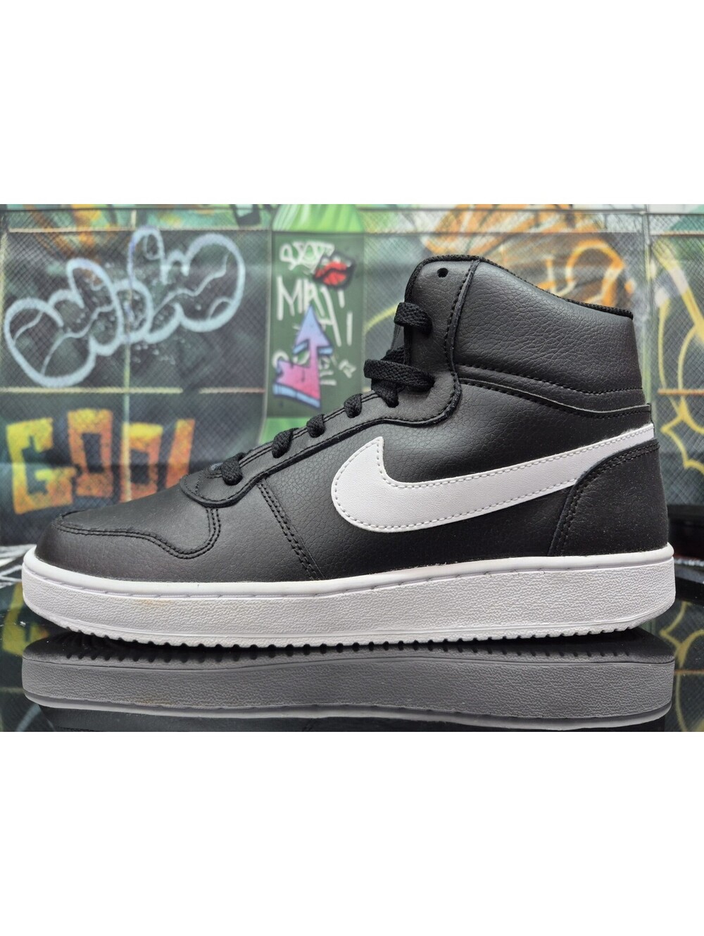 Nike Ebernon Mid Men's Black White Retro New Mens Size 8.5m Women's Size 10w